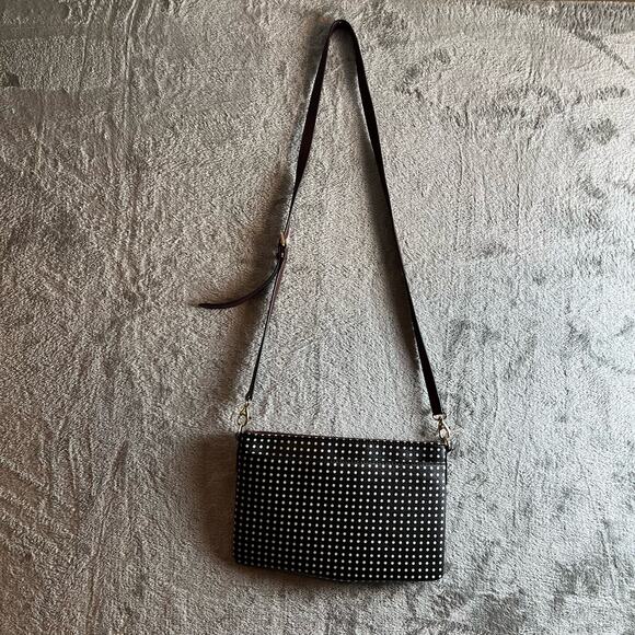 Fossil Sydney Black White Polka Dot Leather Crossbody Bag - Picture 1 of 6